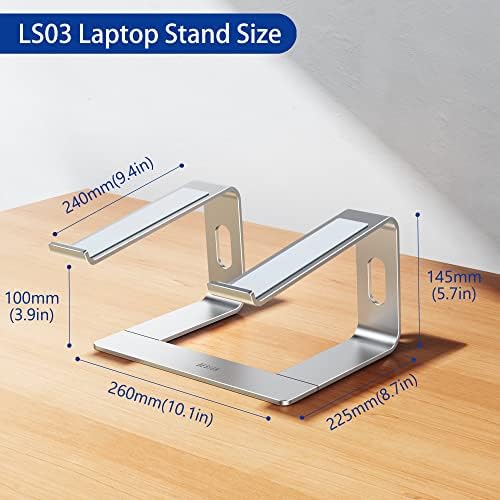 BESIGN LS03 Aluminum Notebook Stand, Ergonomic Detachable Computer Riser Holder Compatible with Air, - Image 4