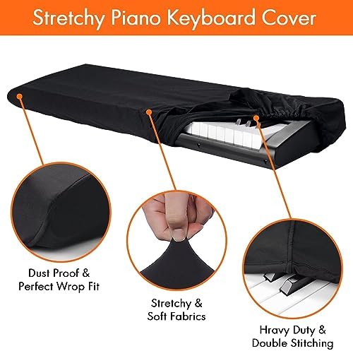 Piano Keyboard Dust Cover, 88 Keys Piano Music Keyboard Dirt Proof Cover Stretchy Electronic - Image 3